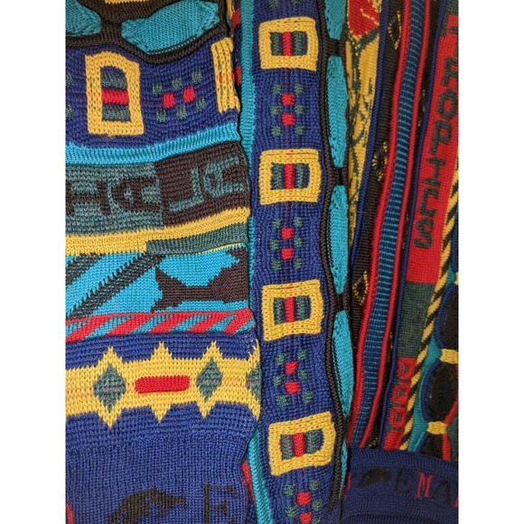 90s Vintage EMAROO Heavy Wool Sweater COOGI STYLE Australia 3D Textured SZ 16 M - Picture 6 of 9